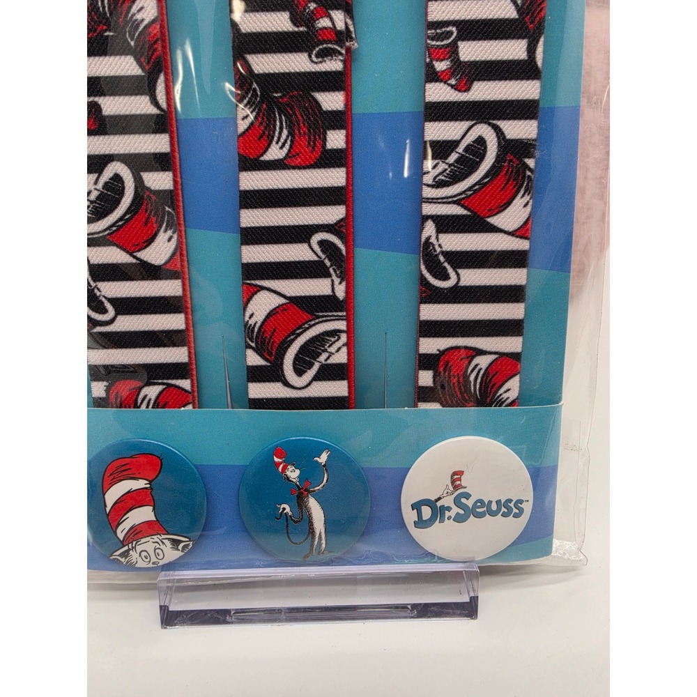 Spirit Halloween Dr. Seuss Suspenders and Pin Set Black and Red Halloween - Picture 6 of 12